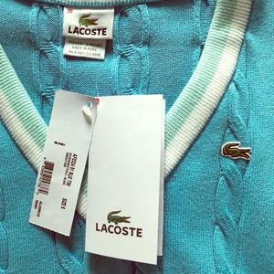 Lacoste blue v-neck sweater vest size 6 brand new!